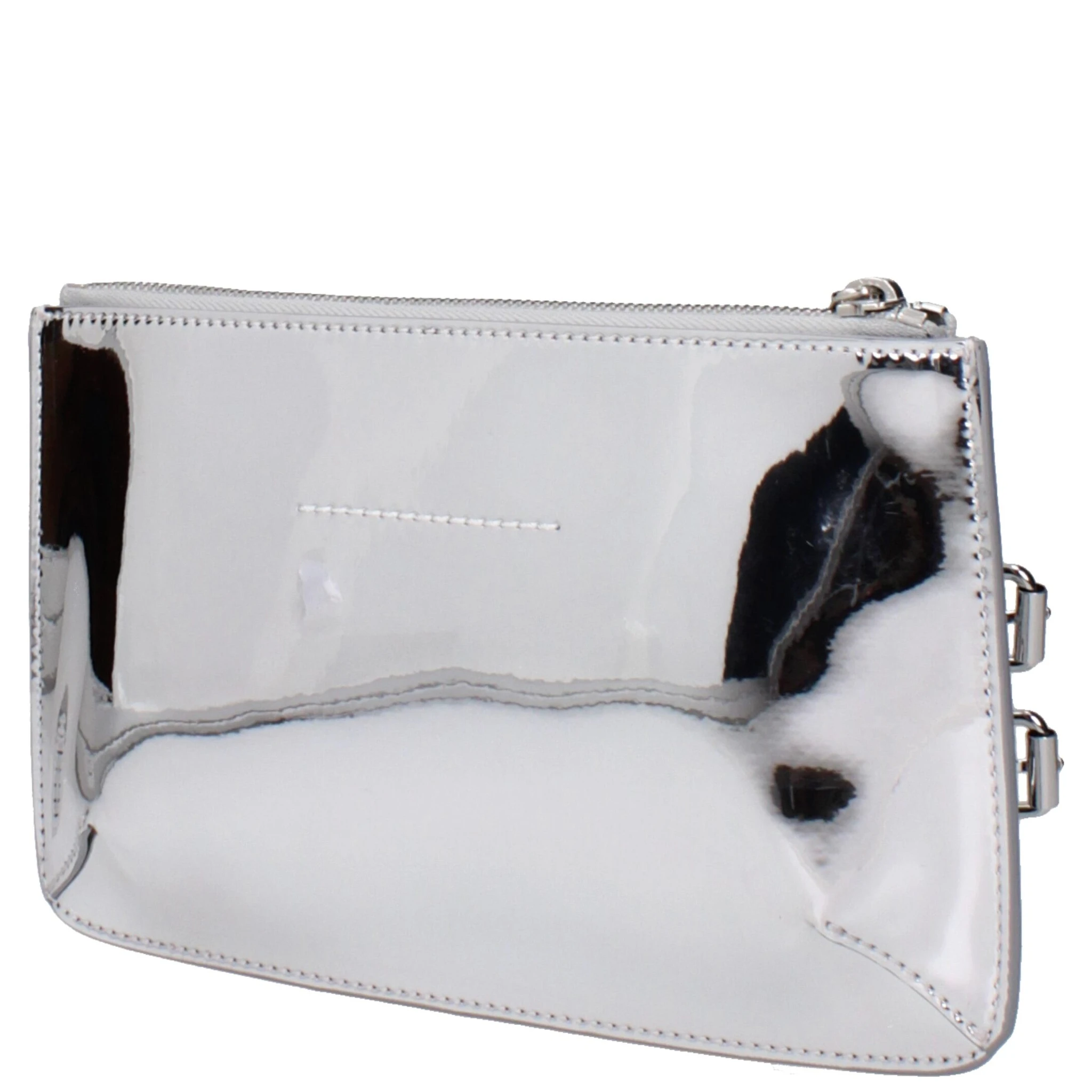 Gray Leather Clutch Bag