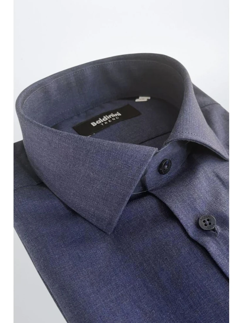 Blue Cotton Men Shirt