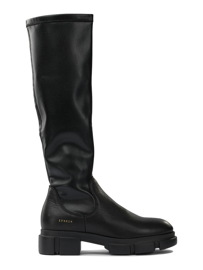 Leather high neck boots