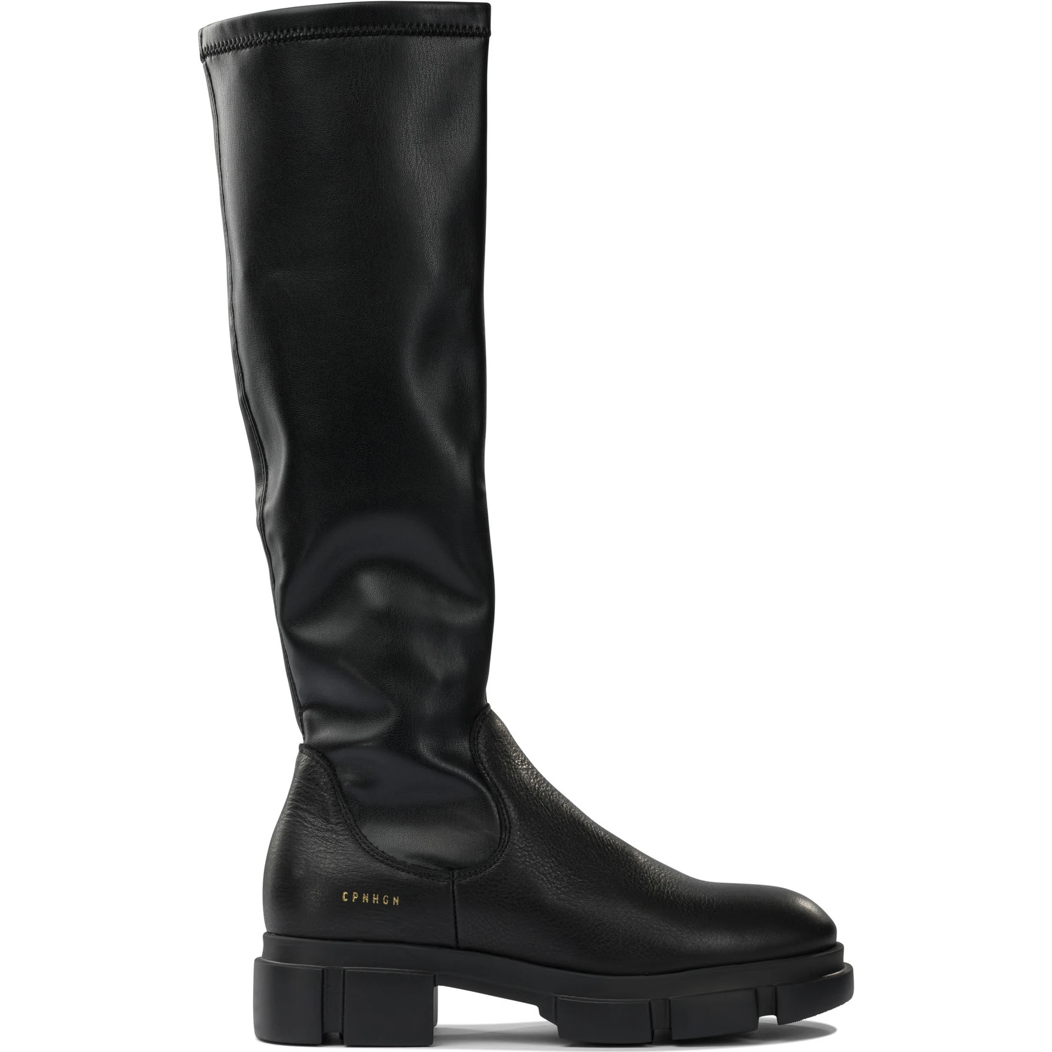 Leather high neck boots