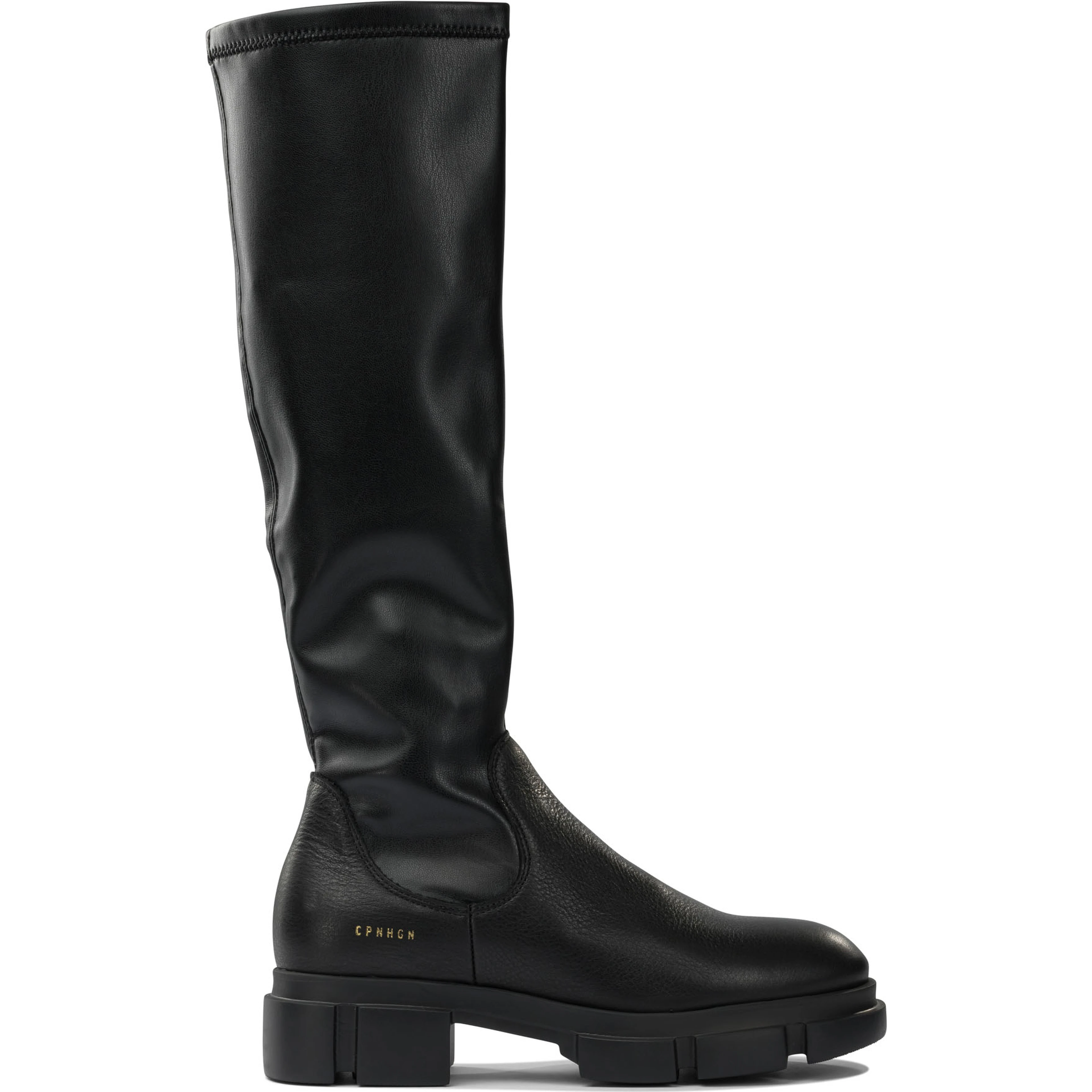 Leather high neck boots