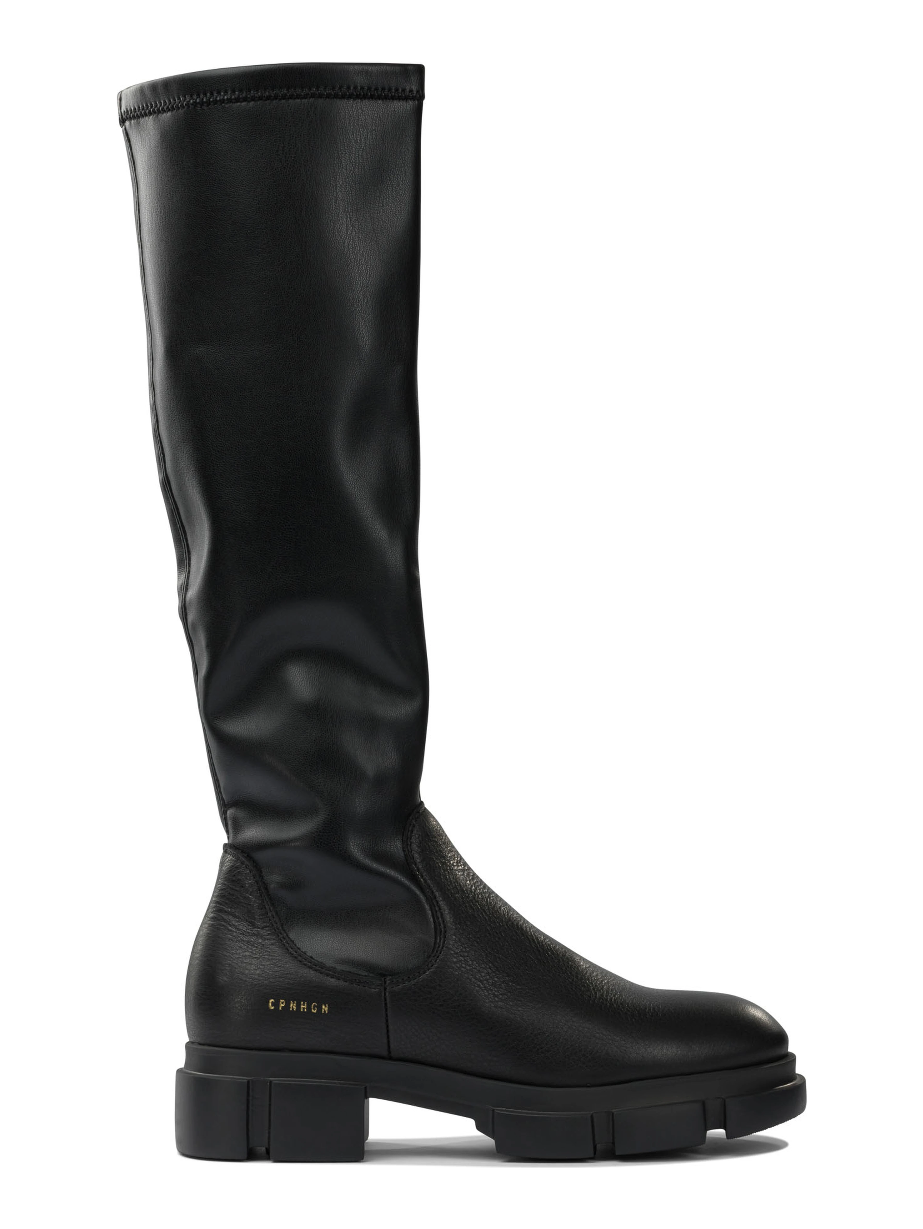 Leather high neck boots
