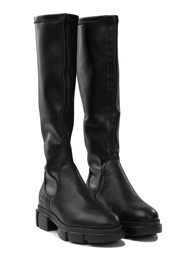 Leather high neck boots