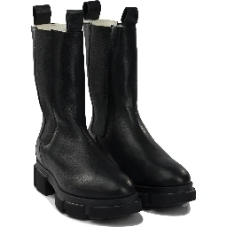 Leather pull-on ankle boots