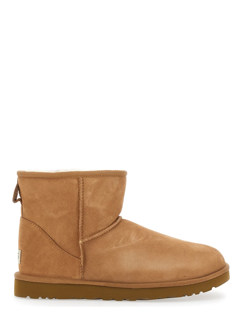 Classic Mini Brown Ankle Boots with Logo Patch on the Rear and Shearling Lining in Suede Man