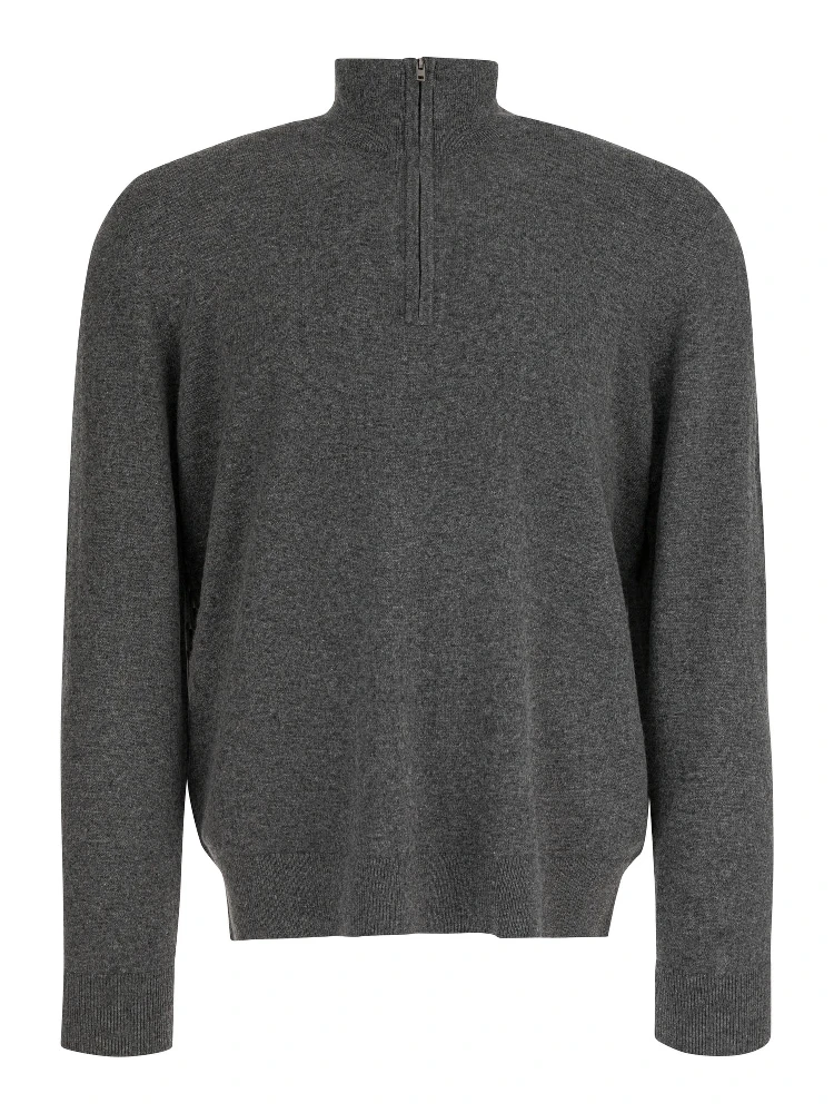 Cashmere sweater with half zipper