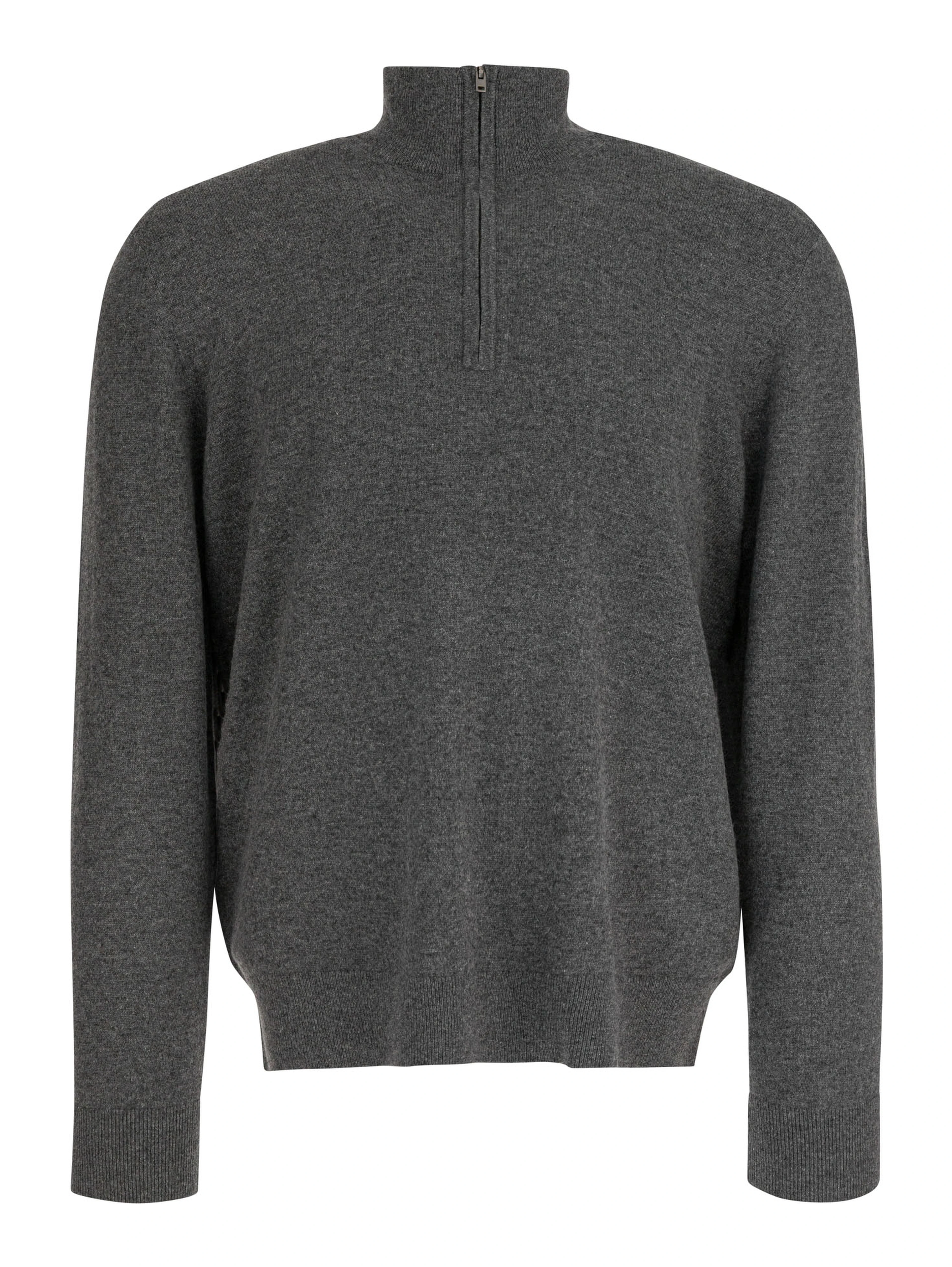 Cashmere sweater with half zipper