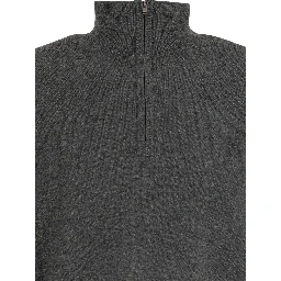 Cashmere sweater with half zipper