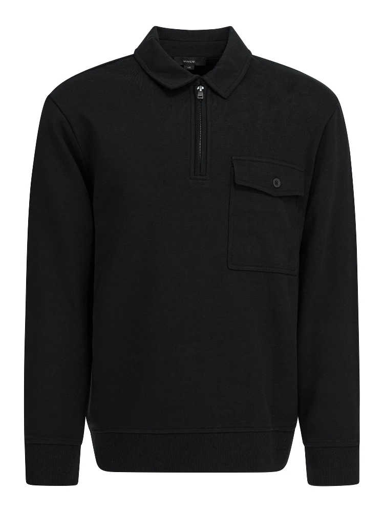 Cotton blend zippered polo shirt