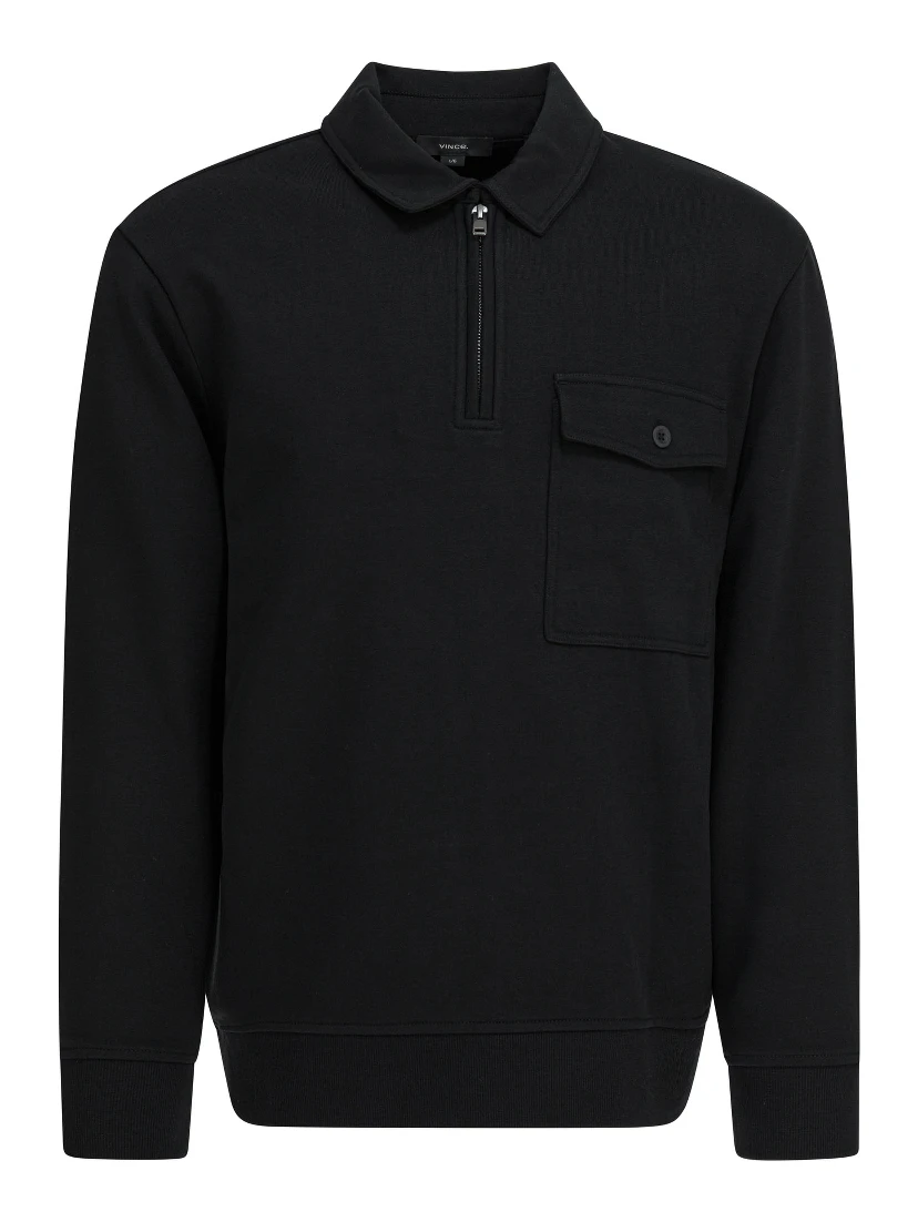 Cotton blend zippered polo shirt