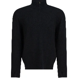 Cashmere sweater with half zipper