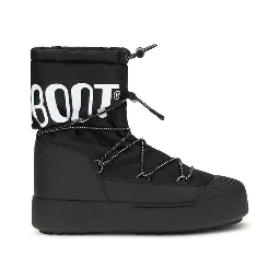 Black Nylon Lace-Up Boots