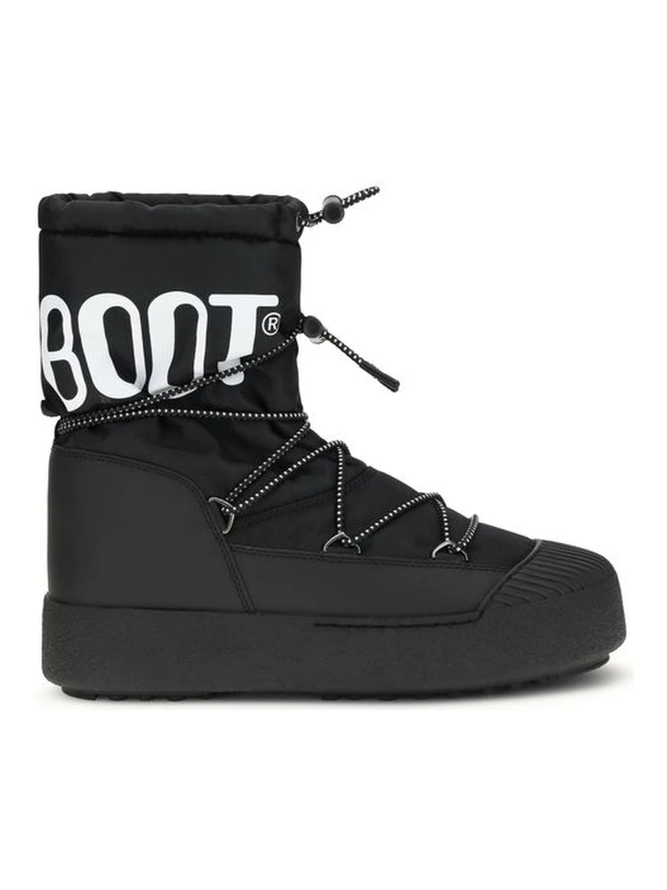 Black Nylon Lace-Up Boots