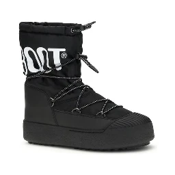 Black Nylon Lace-Up Boots