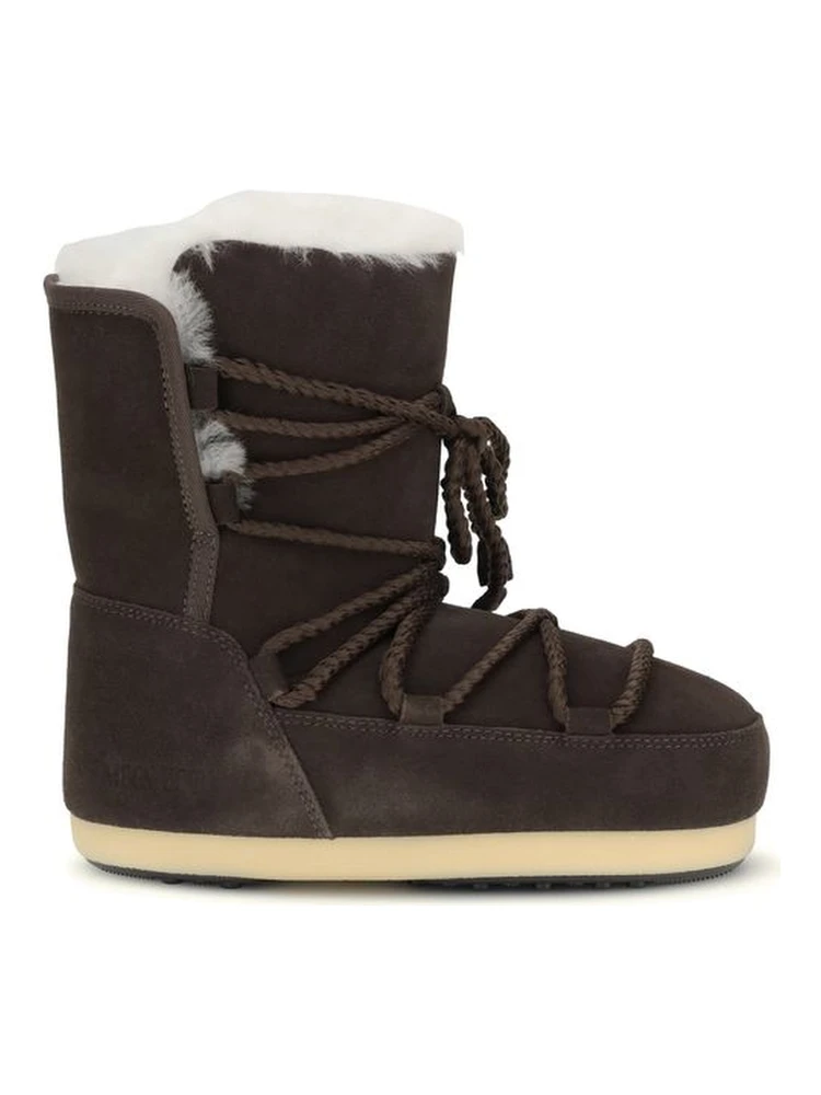 Brown Leather Lace-Up Boots