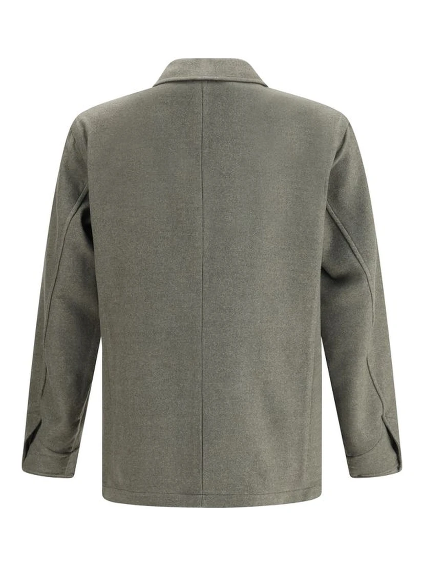 Green Fleece Wool Coat