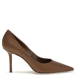 Brown Silk High Heel Pumps