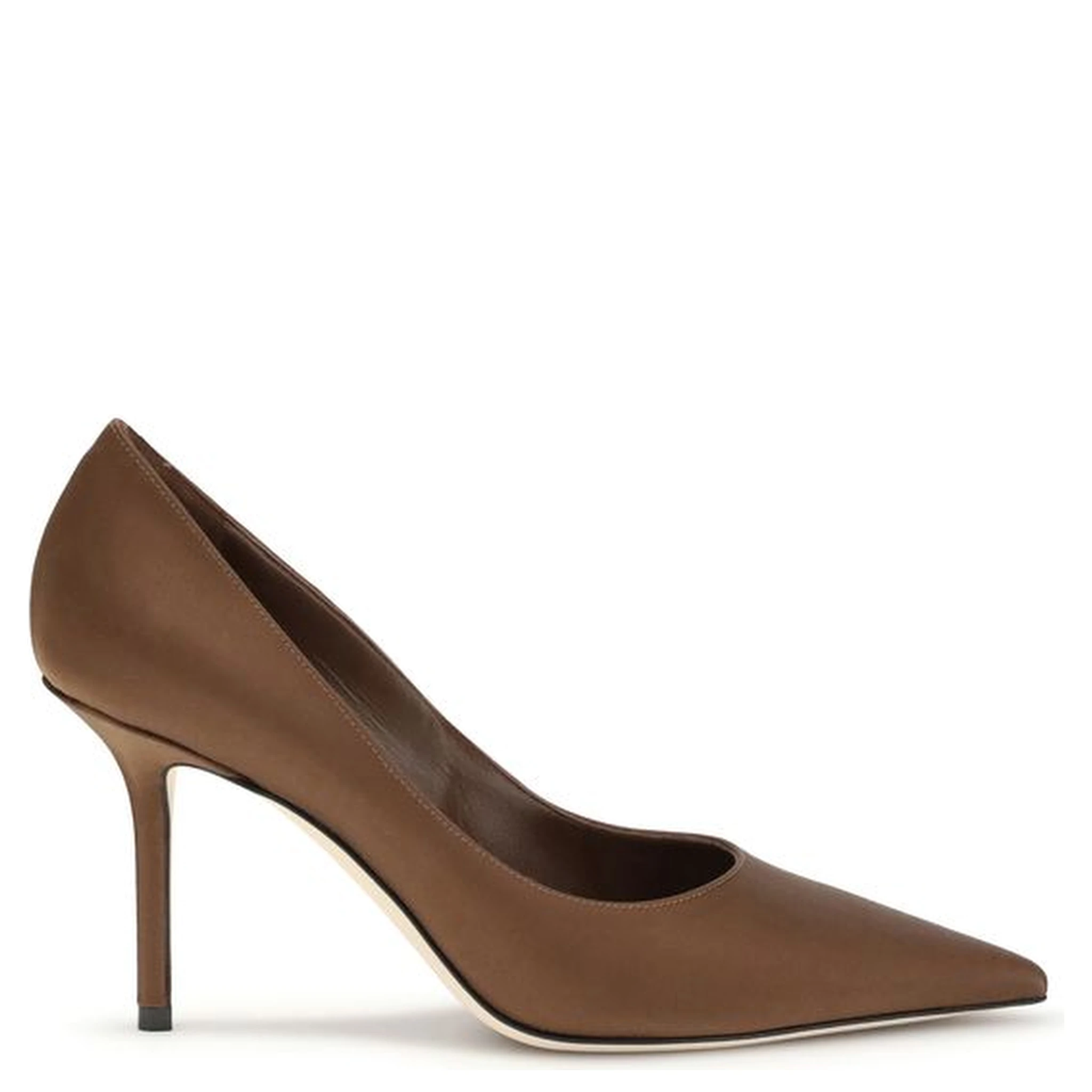 Brown Silk High Heel Pumps