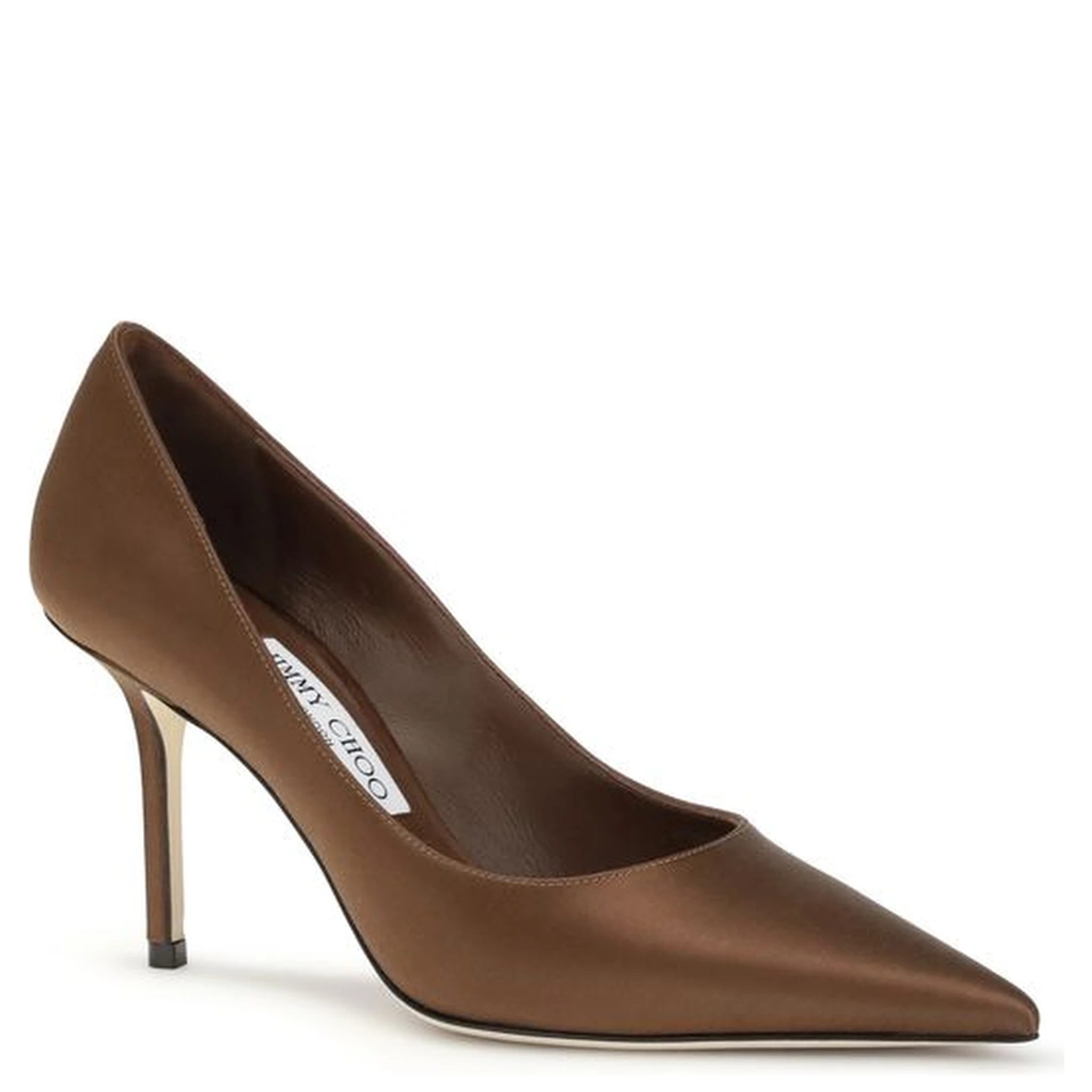 Brown Silk High Heel Pumps