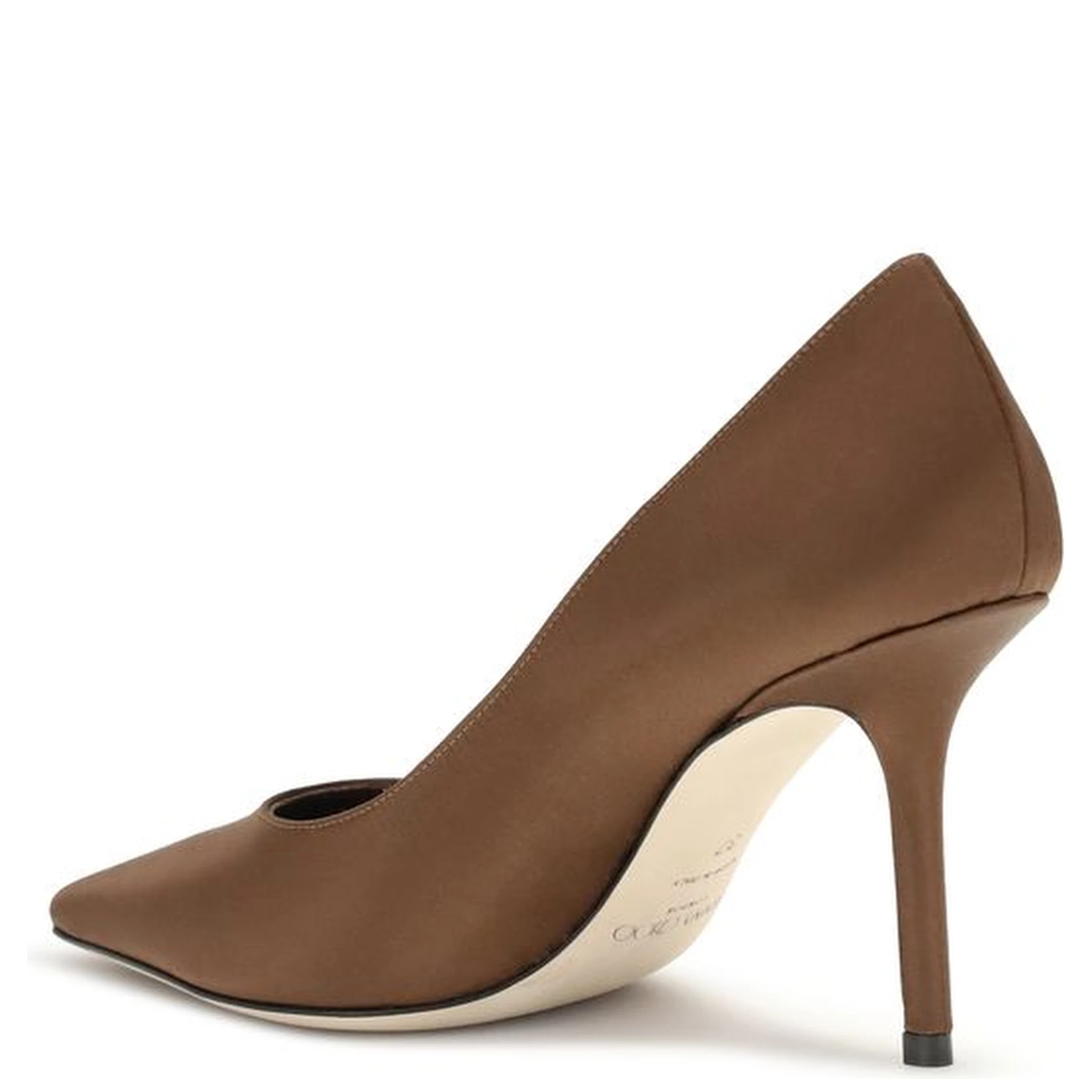 Brown Silk High Heel Pumps