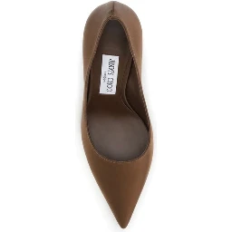 Brown Silk High Heel Pumps