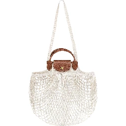 Le Pliage Filet White Handbag with Engraved Logo in Mesh Woman