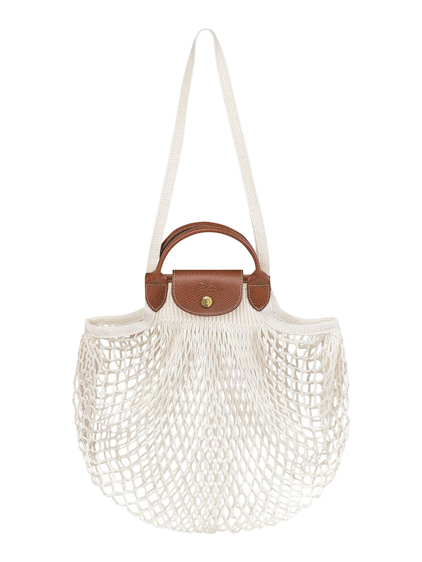 Le Pliage Filet White Handbag with Engraved Logo in Mesh Woman