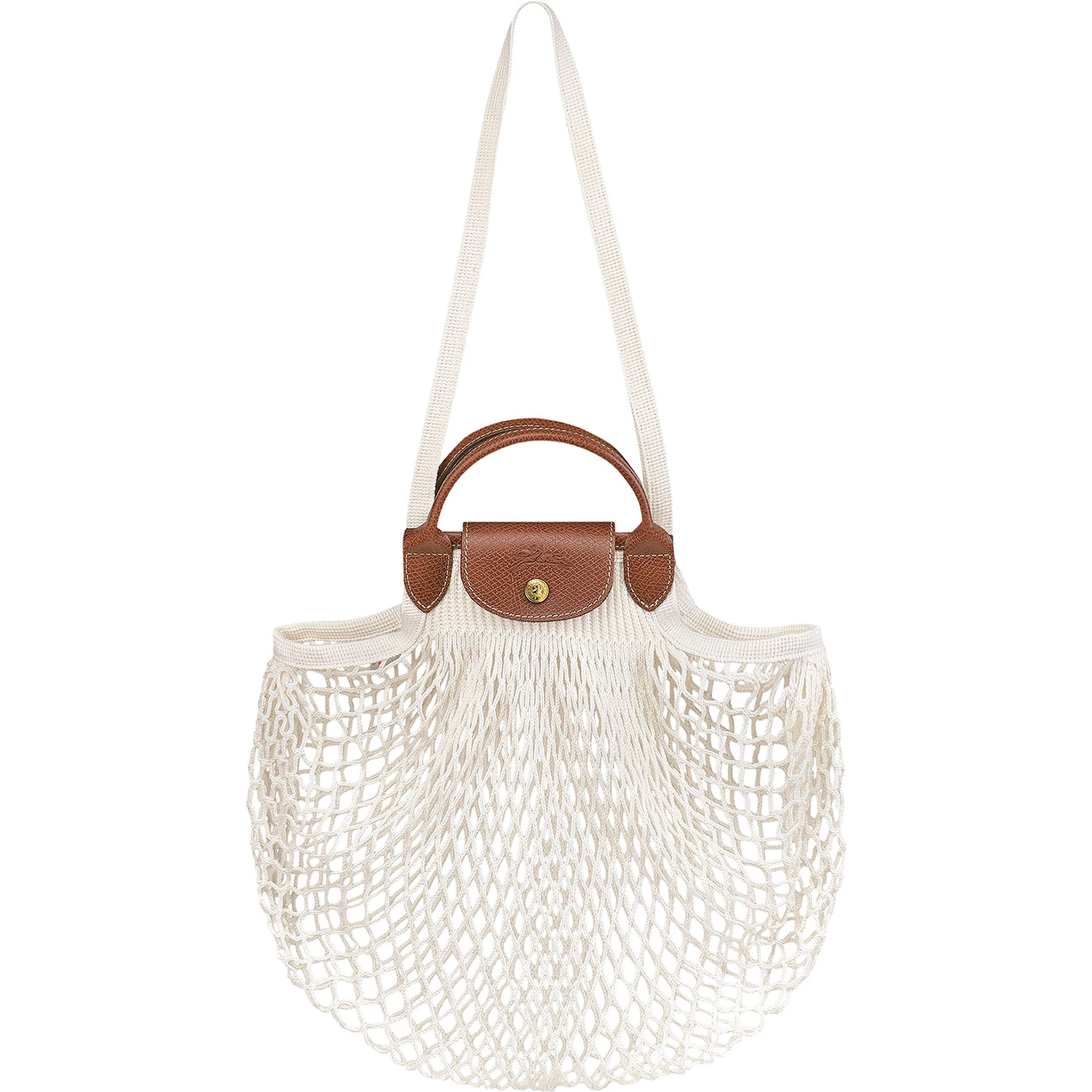 Le Pliage Filet White Handbag with Engraved Logo in Mesh Woman
