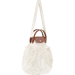 Le Pliage Filet White Handbag with Engraved Logo in Mesh Woman