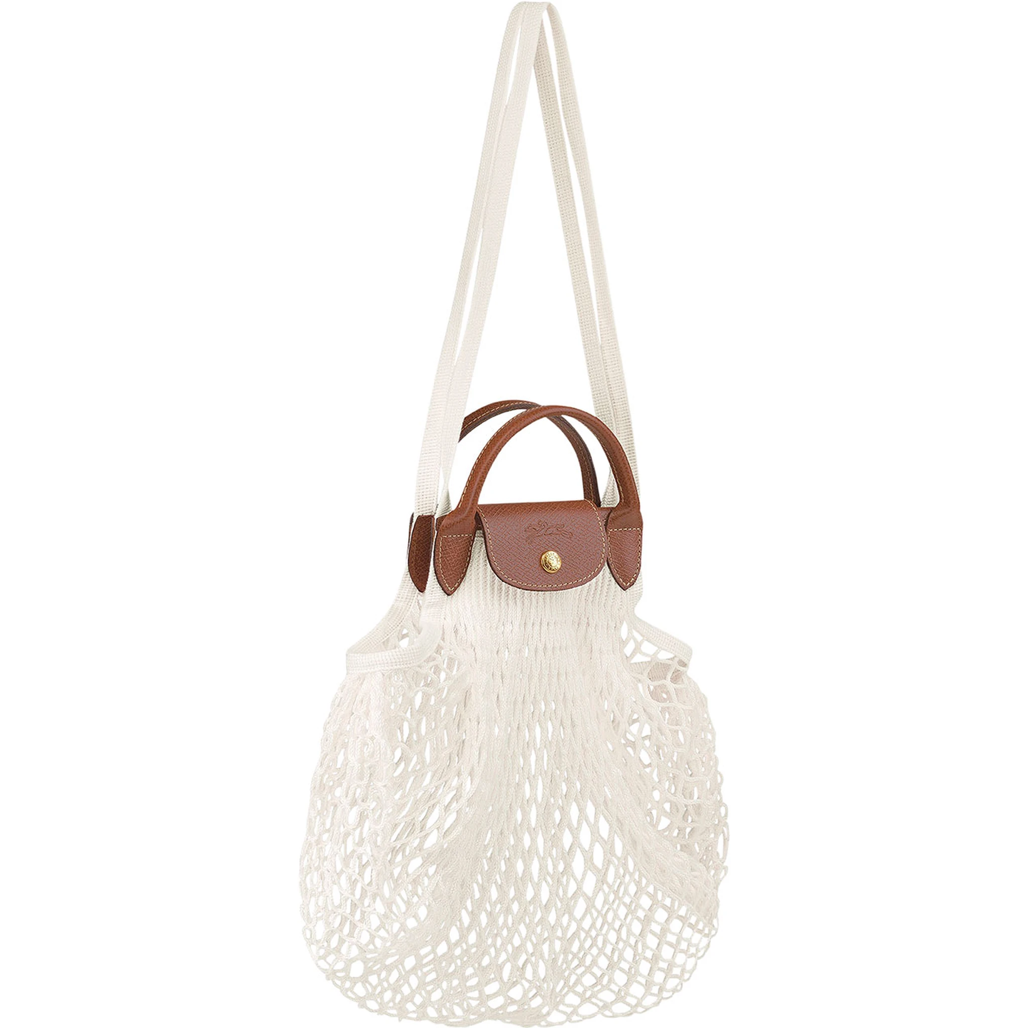 Le Pliage Filet White Handbag with Engraved Logo in Mesh Woman