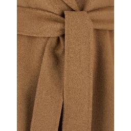 Cles Beige Coat with Notched Collar and Front Adjustable Belt Closure in Wool and Cashmere Blend Woman