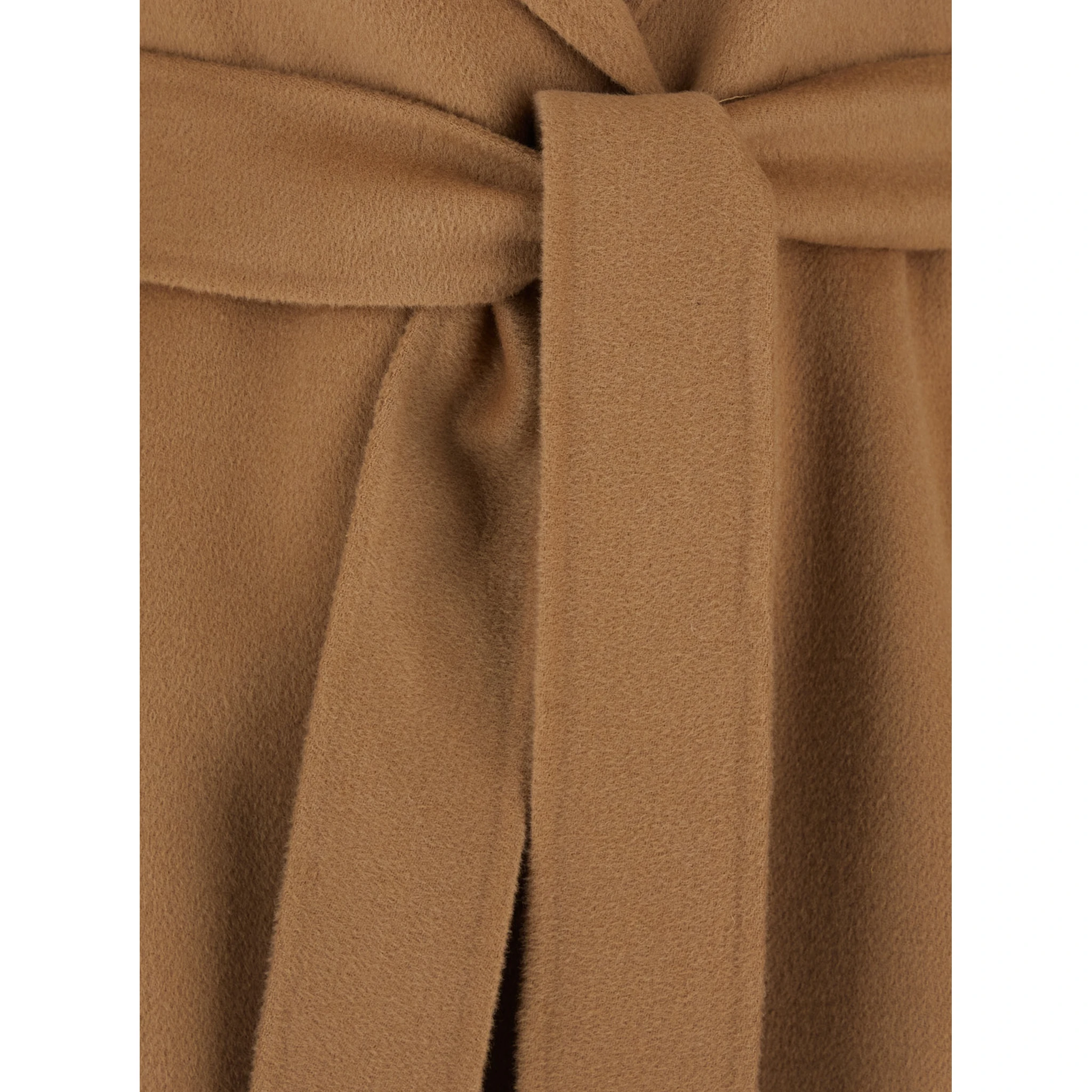Cles Beige Coat with Notched Collar and Front Adjustable Belt Closure in Wool and Cashmere Blend Woman