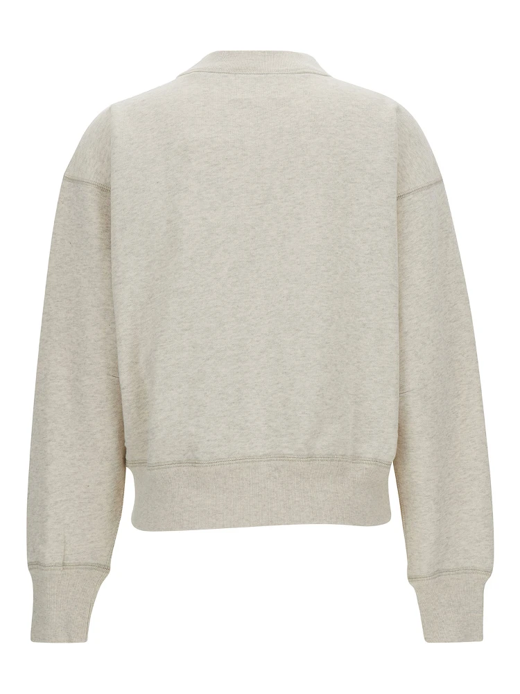 Beige High Neck Sweatshirt with Contrasting Logo Print in Cotton Blend Woman