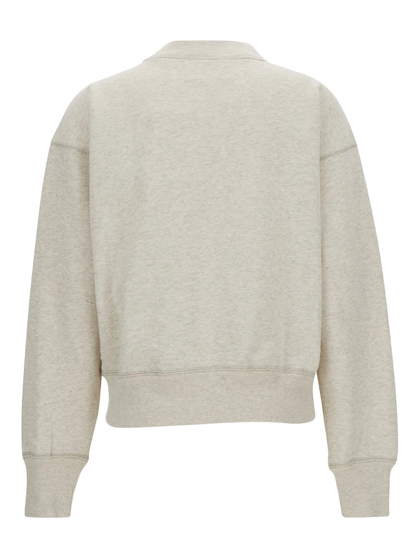 Beige High Neck Sweatshirt with Contrasting Logo Print in Cotton Blend Woman