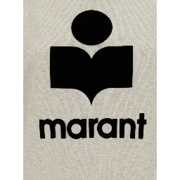 Beige High Neck Sweatshirt with Contrasting Logo Print in Cotton Blend Woman