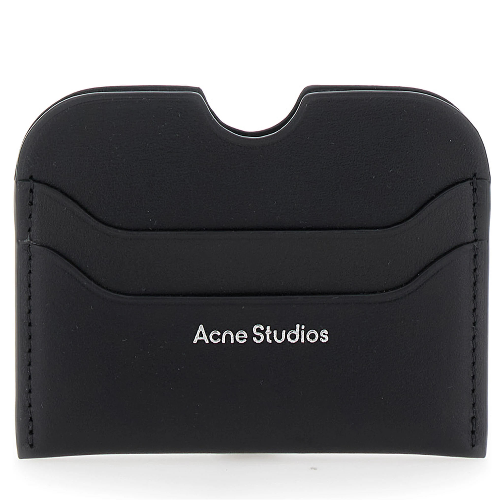 Black Card-Holder with Logo Print in Leather Man
