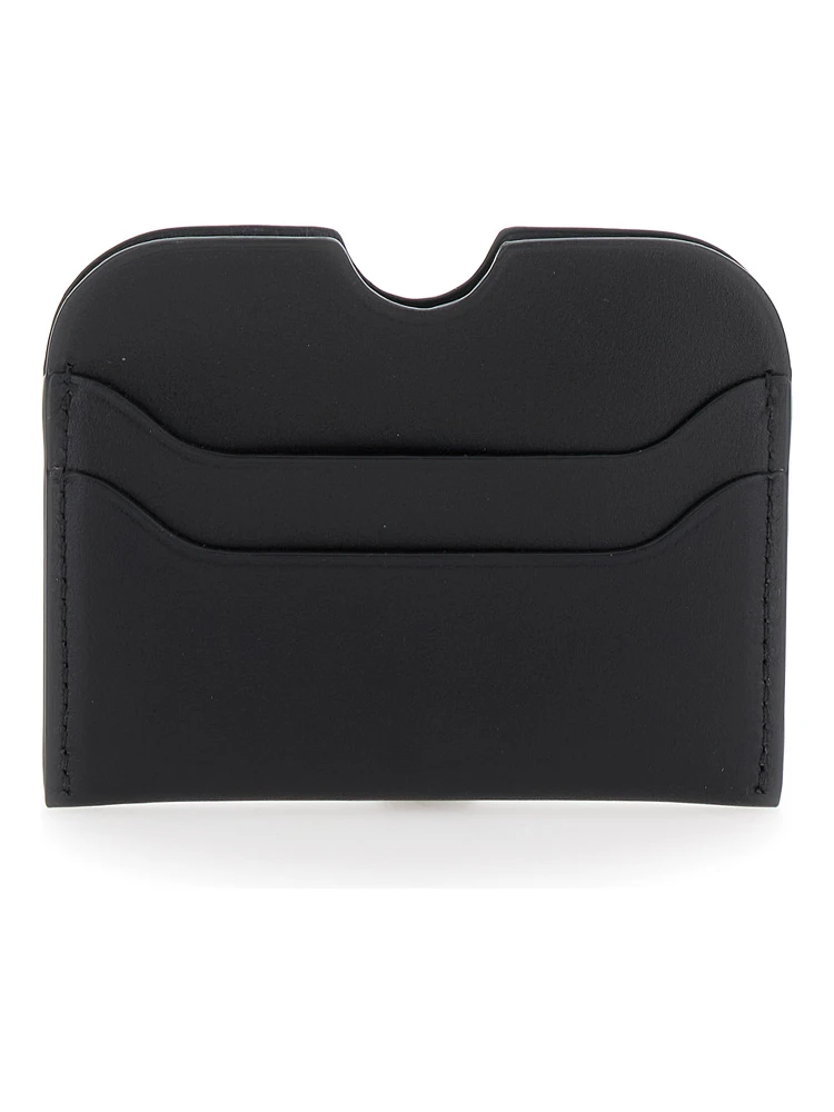 Black Card-Holder with Logo Print in Leather Man alternative