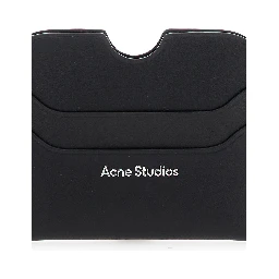 Black Card-Holder with Logo Print in Leather Man