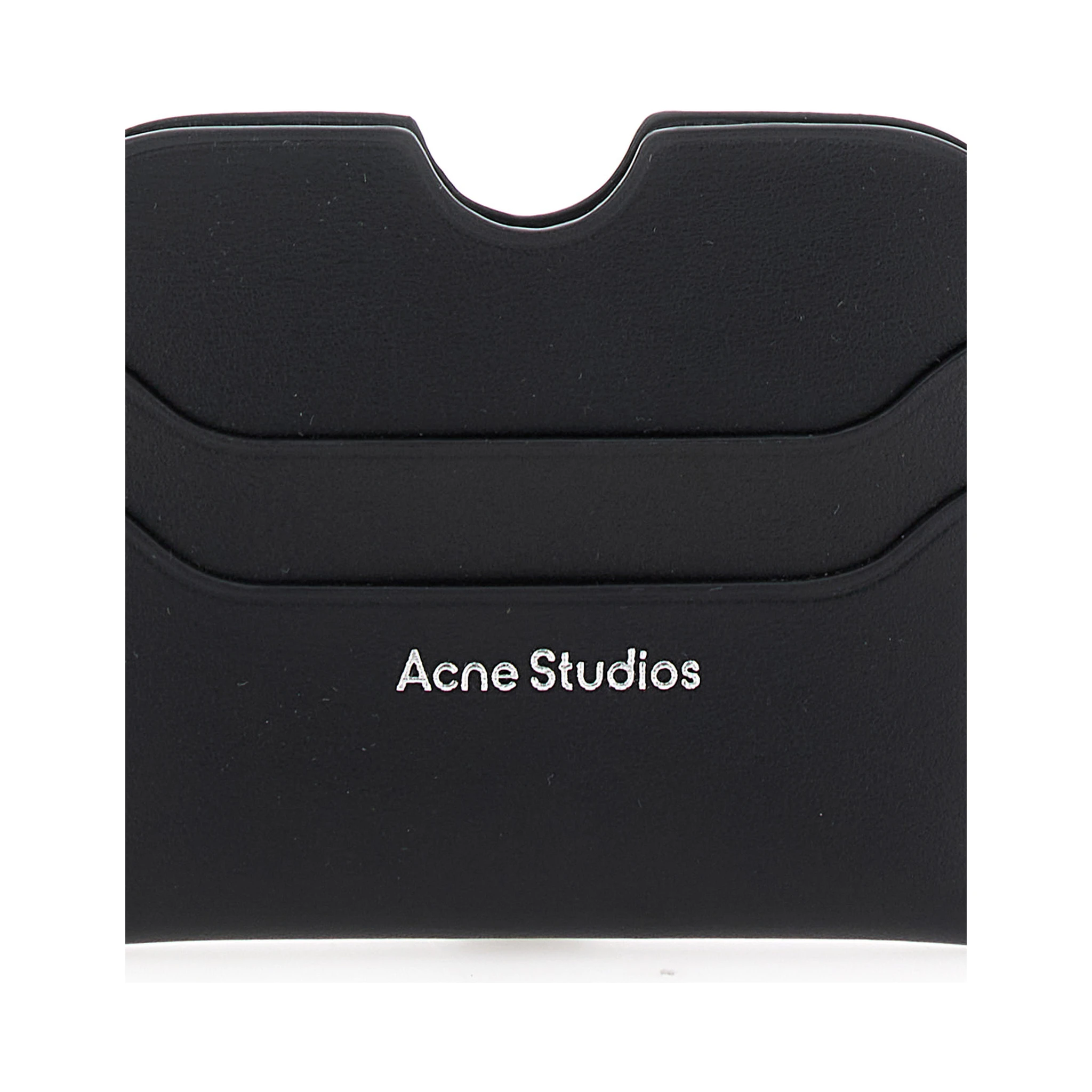 Black Card-Holder with Logo Print in Leather Man