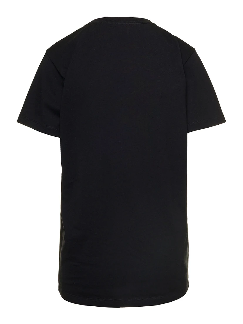 تيشيرت أسود برقبة دائرية مطرز بشعار العلامة التجارية، مصنوع من القطن، للنساء من إيزابيل ماران إيتوال