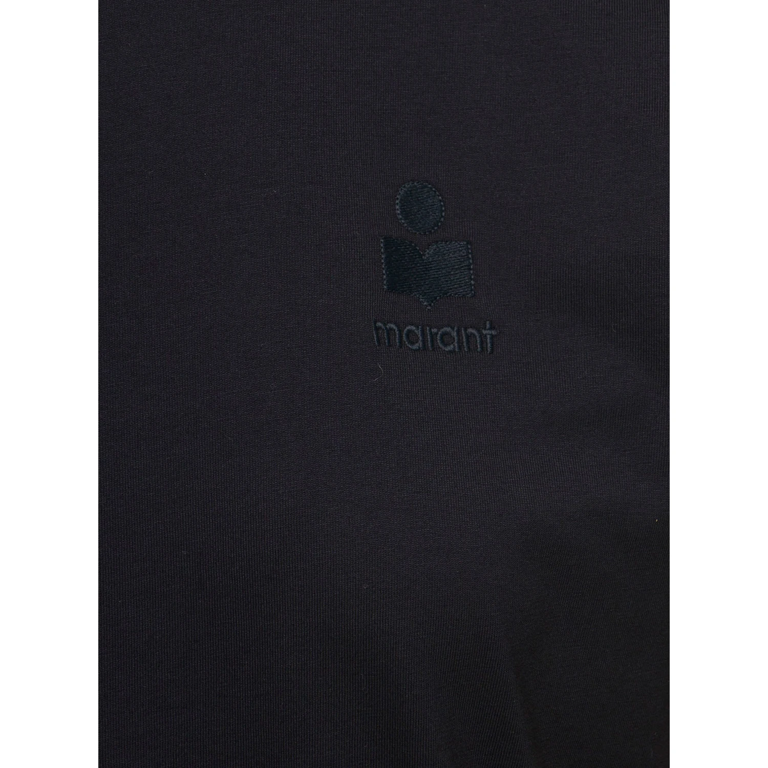 Black Crewneck T-Shirt with Logo Embroidery in Cotton Woman Isabel Marant Etoile