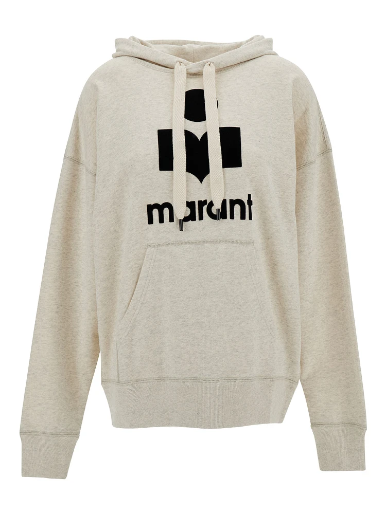 White Hoodie with Tonal Logo Print in Cotton Blend Woman