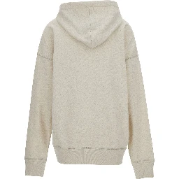 White Hoodie with Tonal Logo Print in Cotton Blend Woman