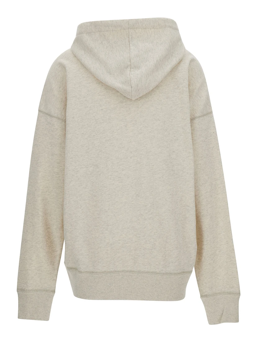 White Hoodie with Tonal Logo Print in Cotton Blend Woman