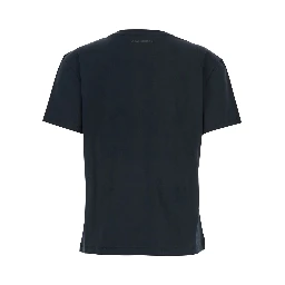 Black Crewneck T-Shirt with Tonal Logo Patch on the Front in Cotton Woman