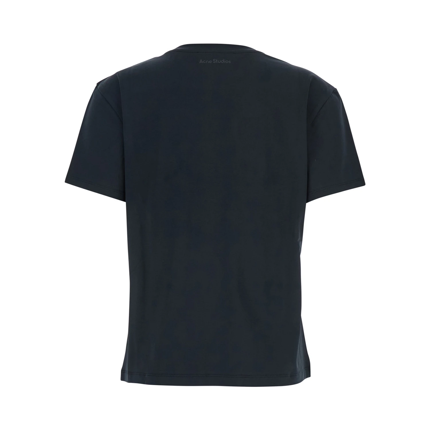 Black Crewneck T-Shirt with Tonal Logo Patch on the Front in Cotton Woman