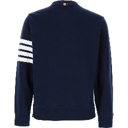 Blue Crewneck Sweatshirt with 4-Bar Detail in Cotton Man