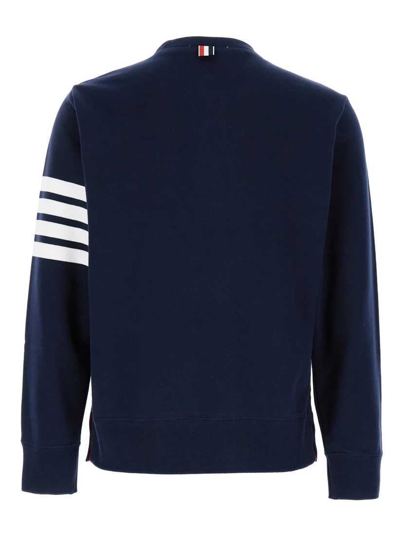 Blue Crewneck Sweatshirt with 4-Bar Detail in Cotton Man