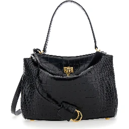 Rodeo Black Small Handbag with Detachable Key Holder in Leather Woman