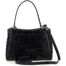 Rodeo Black Small Handbag with Detachable Key Holder in Leather Woman